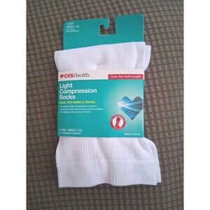 CVS Light Compression Unisex Socks Over-the-Calf White Size L/XL One Pair